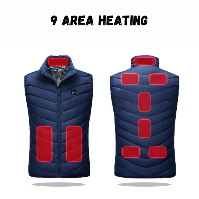 HeatZone Pro 9, Unisex Vest: Heated and Waterproof (9 area heating)