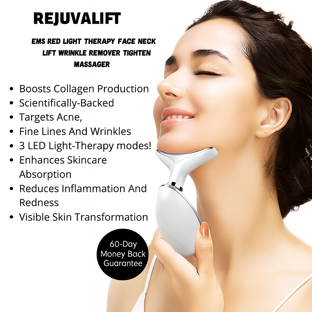 RejuvaLift EMS RED LIGHT THERAPY FACE NECK LIFT WRINKLE REMOVER TIGHTEN MASSAGER