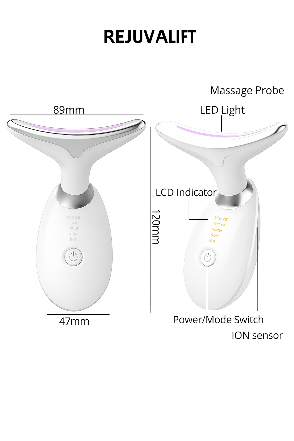 RejuvaLift EMS RED LIGHT THERAPY FACE NECK LIFT WRINKLE REMOVER TIGHTEN MASSAGER