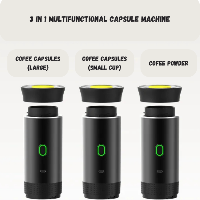 CAFOTEC®,Express Portable Coffee Maker, more than 20 cups of coffee per charge, Works with All Capsules