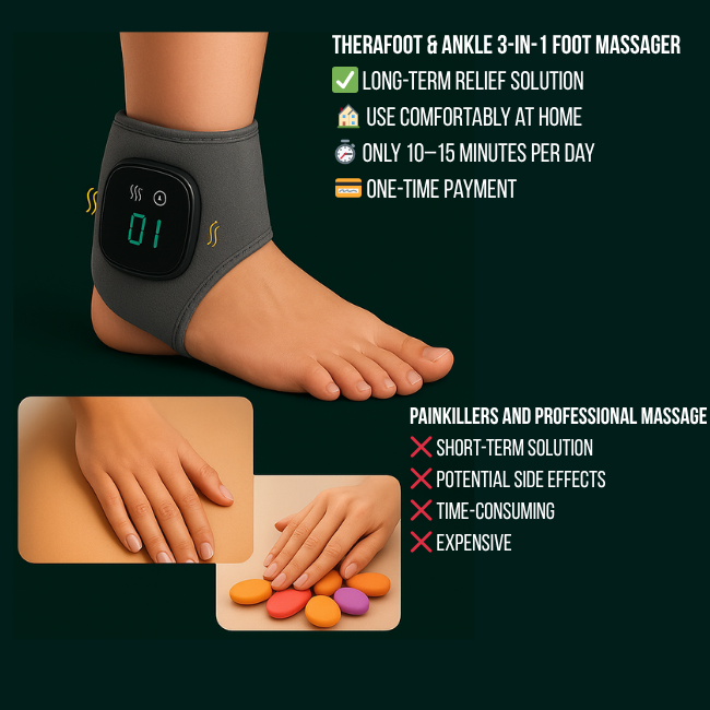 TheraFoot & Ankle 3 in 1 Foot massager, 5 adjustable heat levels Vibration, 3 vibration settings